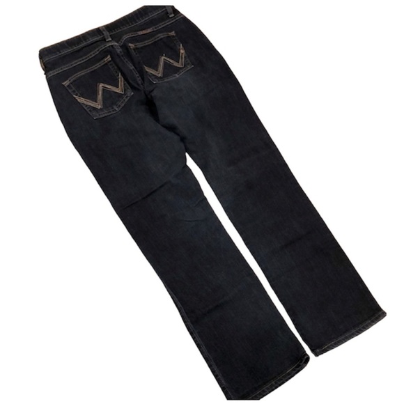 30. Dark Jeans by Wrangler Size 7 8 Straight Leg Q Baby No Gap Waist Mid Rise - Picture 2 of 9